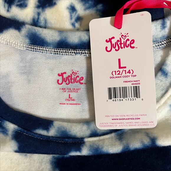 Justice Girl's Tie-Dye Hacci Cropped Sweatshirt in French Navy Size Large - Picture 6 of 8